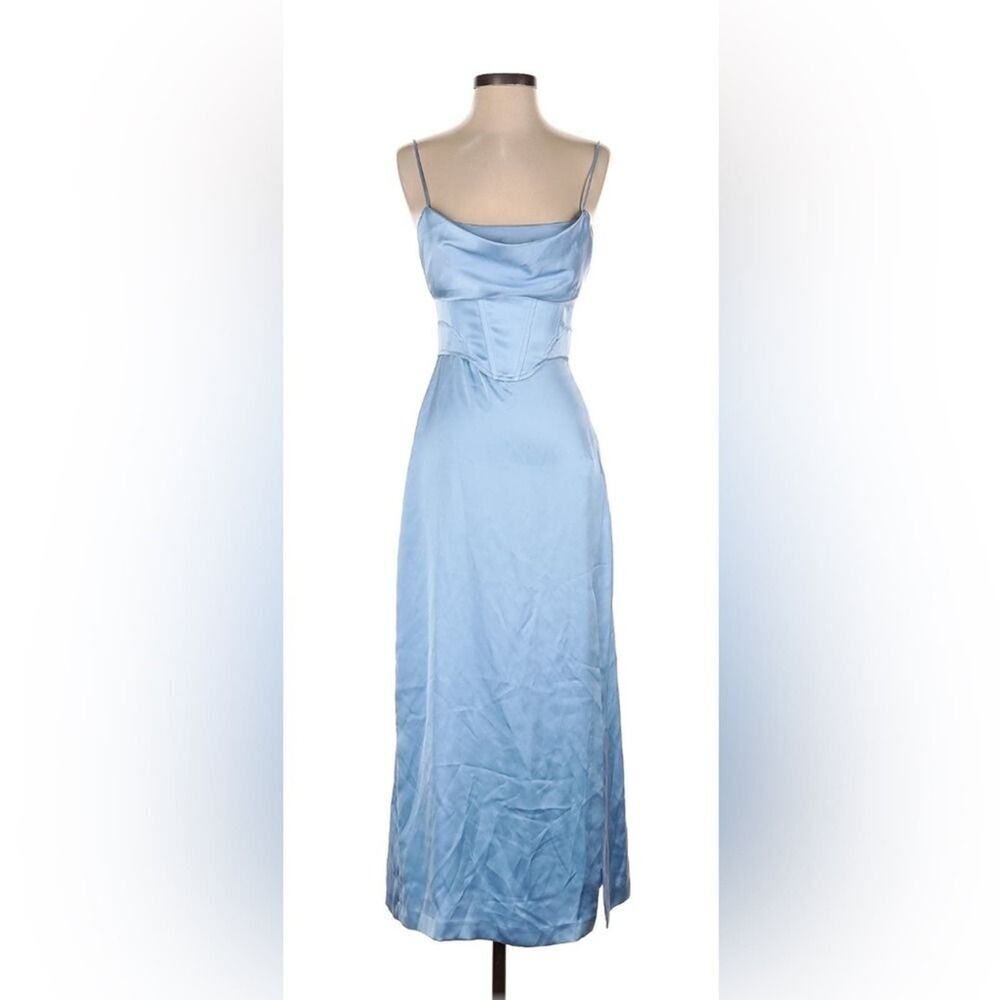 ZARA NWT SOLID BLUE COCKTAIL CORSET DRESS SIZE XS‎